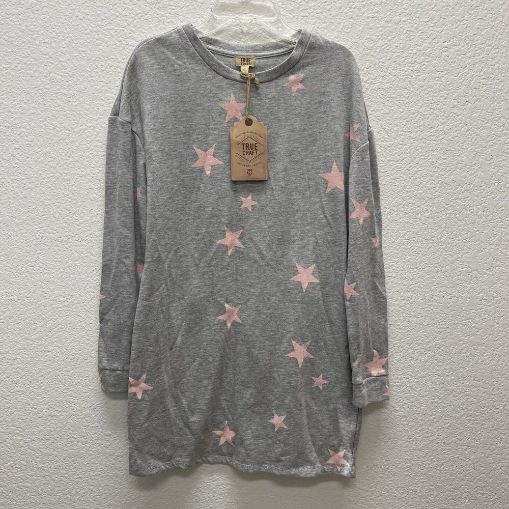 True Craft Girls Large Sweatshirt Tunic Dress Stars Long Sleeves Athleisure